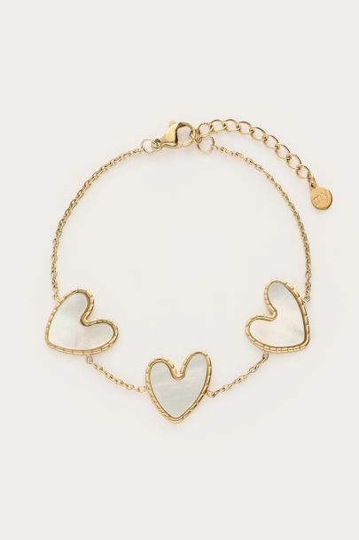 Bracelet fin avec cœurs en nacre