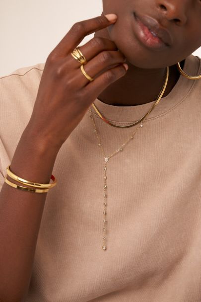 Long collier en Y fin avec strass
