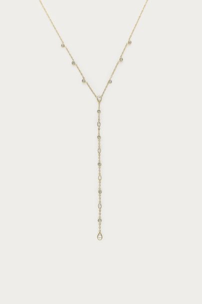 Long collier en Y fin avec strass