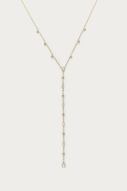 Long collier en Y fin avec strass