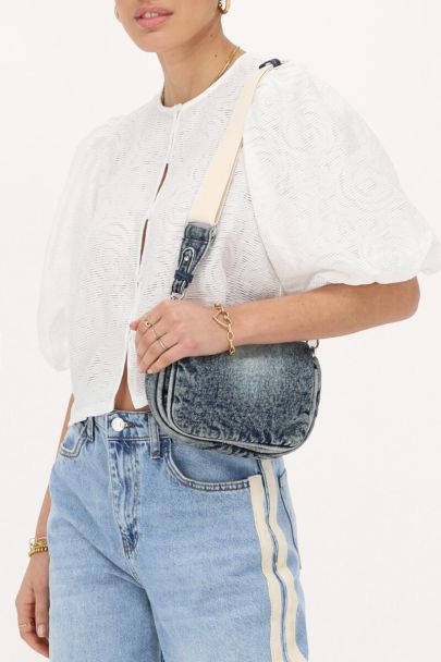 Denim crossbody tas "verwassen" look