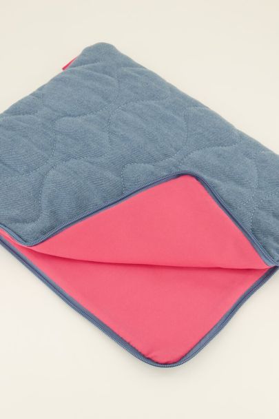 Housse pour ordinateur portable en denim bleu à motif