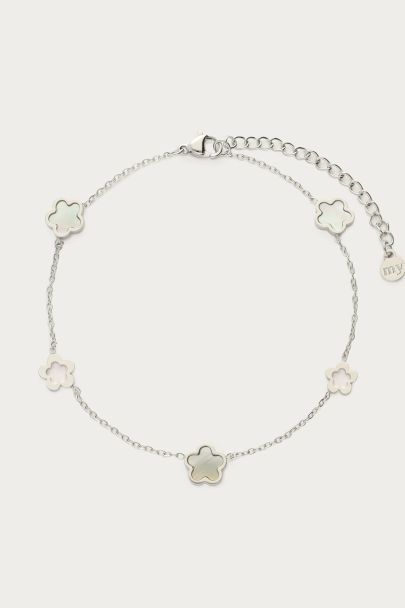 Double anklet with mother of pearl flowers | My Jewellery