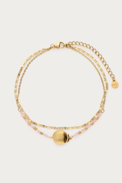 Double cha&icirc;ne de cheville avec coquillage