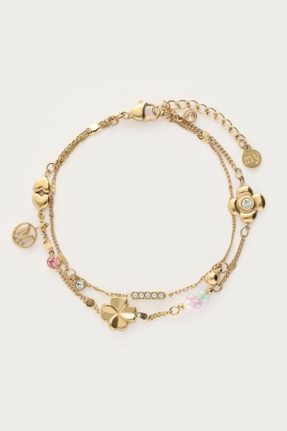 Dubbele armband met bedels "dreams come true"