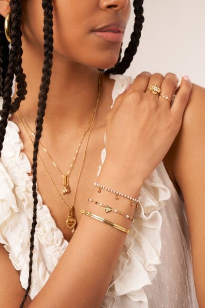 Doppelarmband mit Punkten und kleinen Kunstperlen