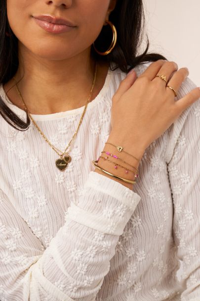 Dubbele armband met roze kralen