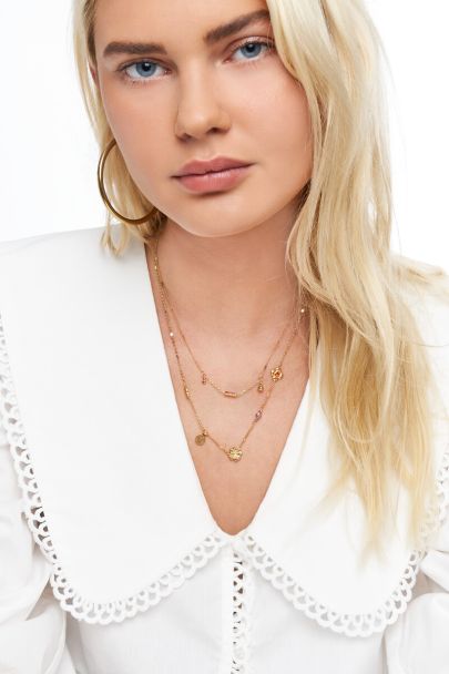 Dubbele ketting met roze bedels "dreams come true"