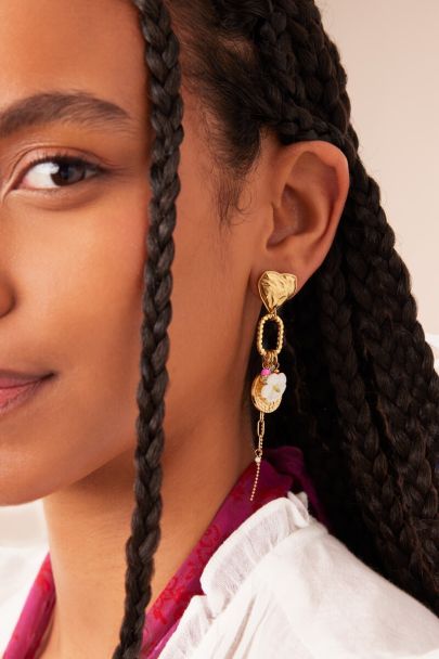 Boucles d'oreilles c&oelig;ur et charms multiples