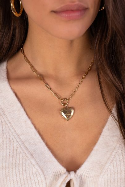Collier à maillons Love avec médaillon en forme de cœur