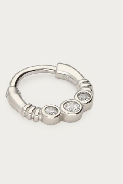 Ear game daith oor piercing met drie strass stenen