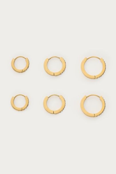 Ear Game Set aus drei Creolen mit Strasssteinen