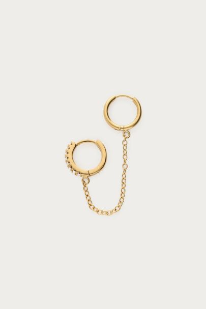 Ear game two piece hoop earrings with chain and rhinestones | My Jewellery