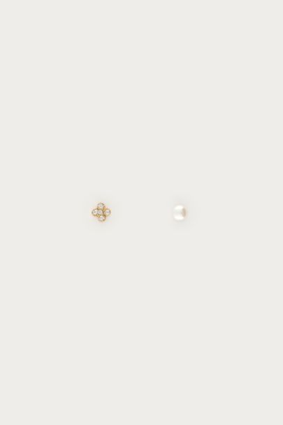 Ensemble de piercings d'oreille avec trèfle à strass et perle d'eau douce