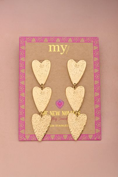 Boucles d'oreilles Nomads avec trois cœurs