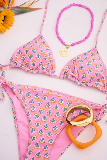Ensemble de bikini rose &agrave; imprim&eacute; 