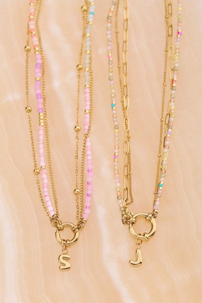 Botanical driedubbele ketting met multikleur kralen