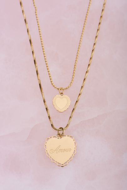 Love dubbele ketting met hartjes
