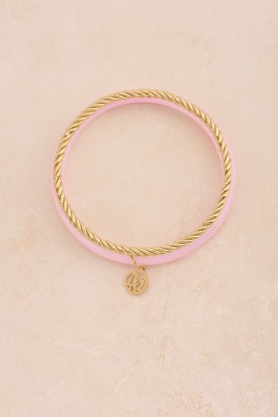 Licht roze dunne bangle set