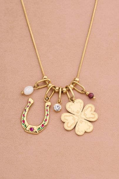 Collier Fortune tr&egrave;fle et fer &agrave; cheval