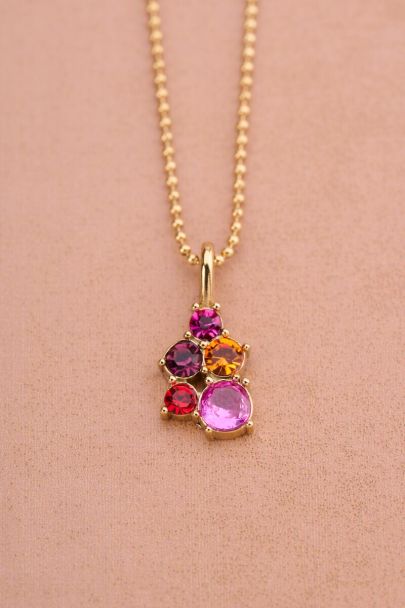 Fortune Kette mit fünf bunten Strasssteinen