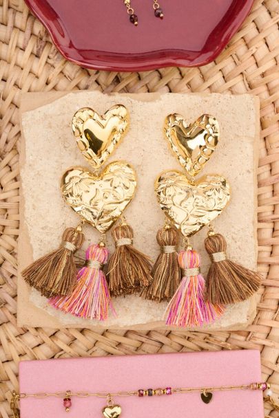Sunrocks oorhangers met hartjes en kwastjes