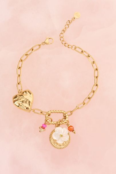 Bracelet à maillons cœur et charms multiples