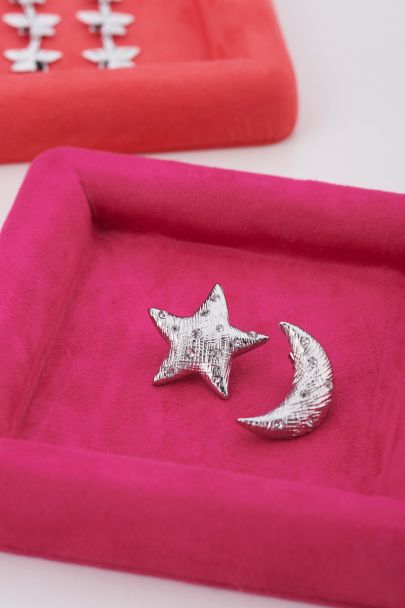 Fuchsiafarbenes Schmucktablett aus Samt