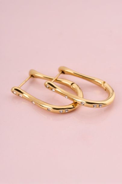 Magical organic hoop earrings with rhinestones
