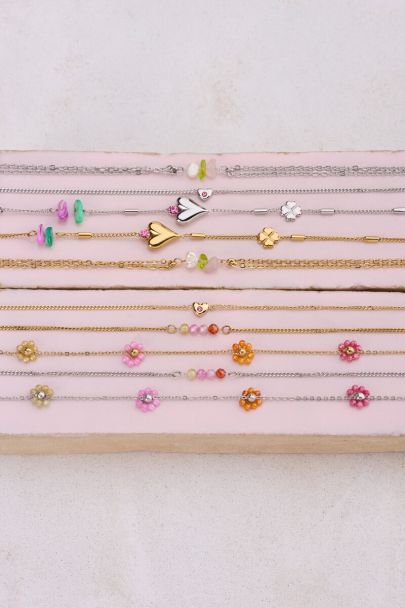 Bracelet with double chain & freshwater pearl stones