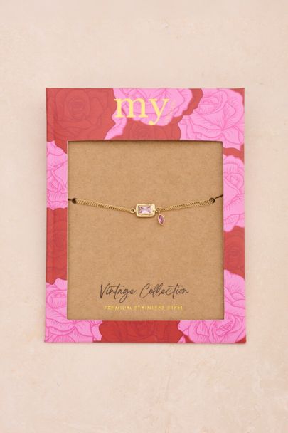 Bracelet double Vintage avec strass rose clair
