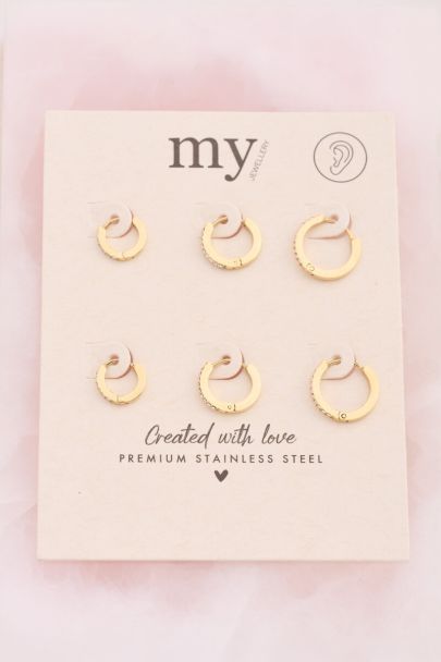 Ear Game Set aus drei Creolen mit Strasssteinen