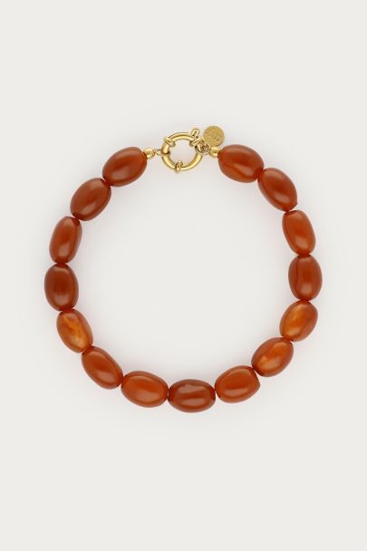 Fortune bruine kralen armband met slotje