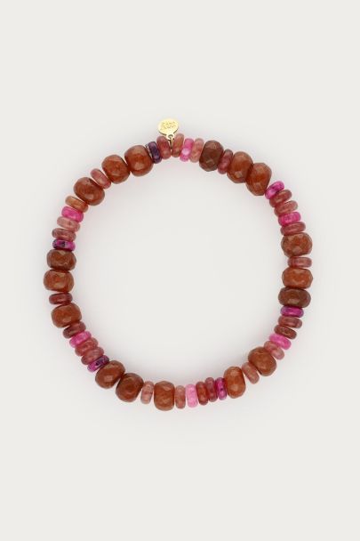 Fortune bruine elastieken kralen armband