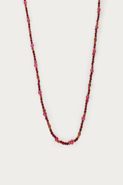  Collier Fortune mini perles fantaisie bordeaux
