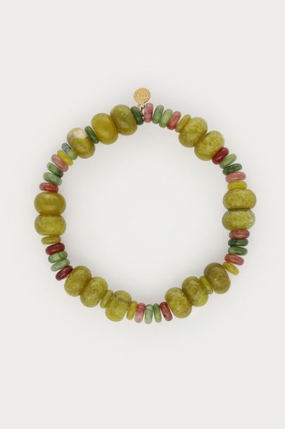 Fortune groene elastieken kralen armband