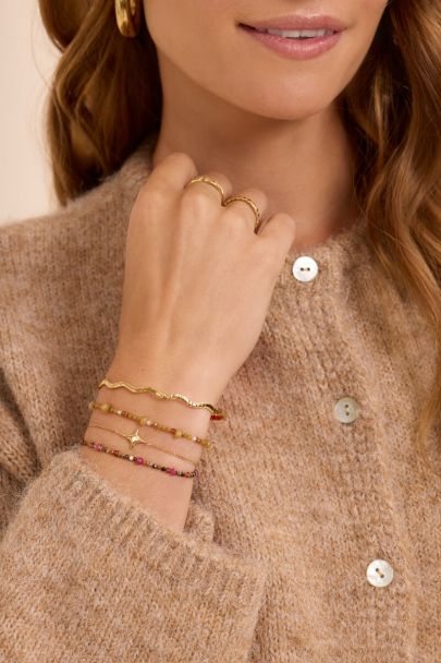 Fortune groene elastieken mini kralen armband