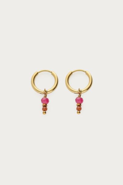 Fortune Creolen mit pinken Perlen