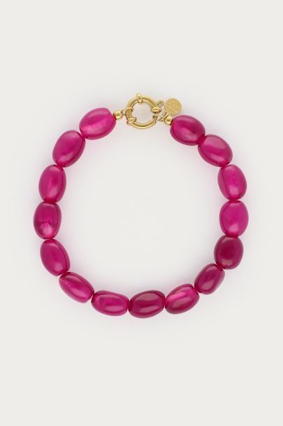 Fortune roze kralen armband met slotje
