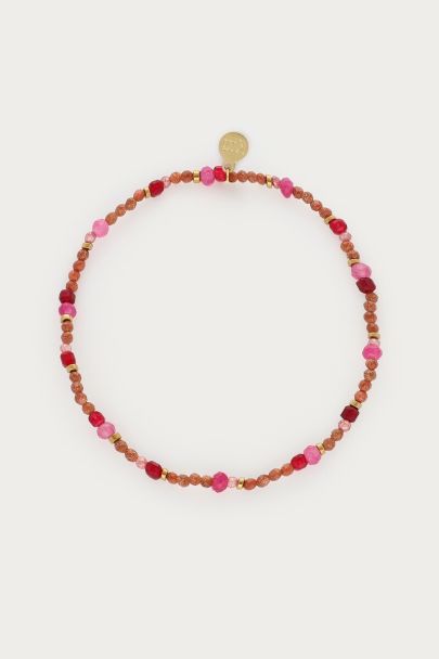 Fortune roze elastieken mini kralen armband