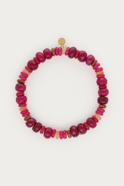 Fortune roze elastieken kralen armband