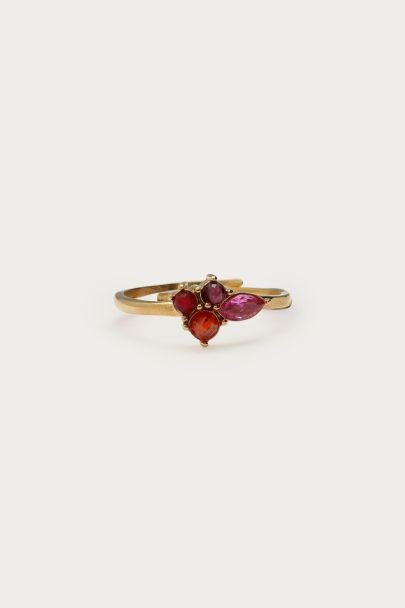 Fortune ring with pink rhinestones