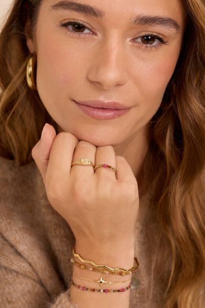 Fortune stretch ring with multicoloured beads