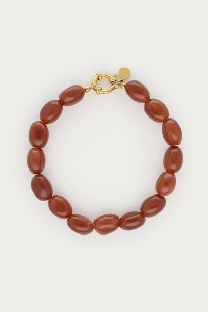 Fortune taupe kralen armband met slotje
