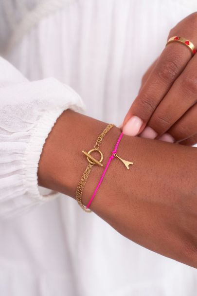 Roze touw armbandje Parijs