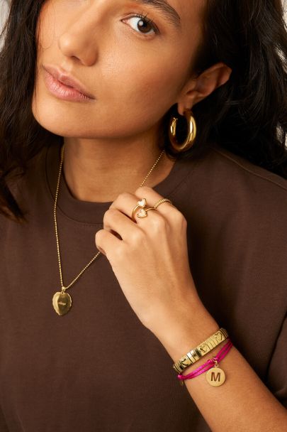 Fuchsia touw armband in satijn look