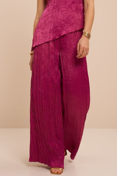 Fuchsia wijde broek met structuur