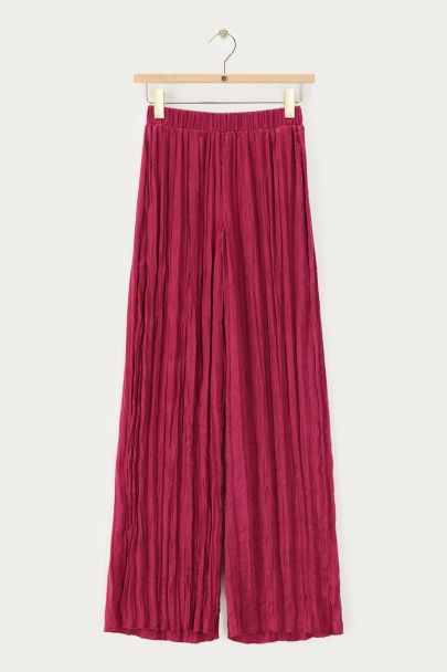 Fuchsia wijde broek met structuur
