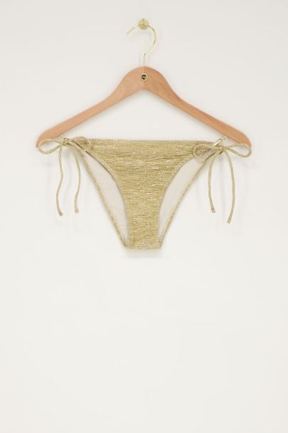 Goudkleurig bikini broekje met strikbandjes