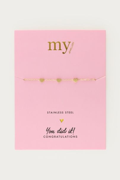 Graduation bracelet three hearts